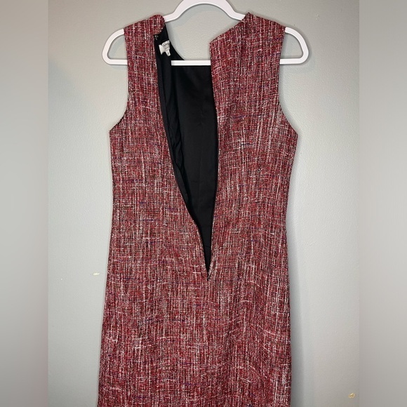 Adam Lippes Collective Women’s 10 Red Tweed Midi Sleeveless Sheath Dress - Picture 10 of 12